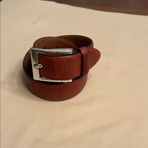 Brooks Brothers Brown Leather Belt with Silver Buckle